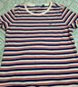 ELLE ACTIVE活力彩色純棉條紋短袖T恤女夏季新款舒適圓領(lǐng)休閑正肩短袖上衣 藍白紅色 L 曬單實(shí)拍圖