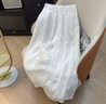 蘑菇同學(xué)寬松休閑裙褲2025夏季新款刺繡松緊腰抽繩系帶雙層苧麻闊腿褲女士 白色 L 建議115-130斤 曬單實(shí)拍圖