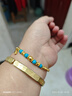 六福珠寶 黃金手鏈福滿(mǎn)傳家松瀾綠松石足金手串 計價(jià) 約16.44克 曬單實(shí)拍圖