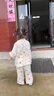 G.DUCKKIDS小黃鴨童裝女童睡衣夏季兒童家居服套裝純棉薄款女寶寶長袖空調服 米白色草莓 120 尺碼4-5歲【110-120cm】 曬單實拍圖