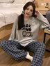莫代爾睡衣女士春夏長(zhǎng)袖格子小兔韓版學(xué)生套裝25新品少女風(fēng)甜美家居服L 曬單實(shí)拍圖