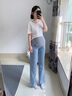 革曼孕婦裝孕婦褲子夏季薄款時(shí)尚外穿大碼小個(gè)子寬松直筒冰絲牛仔褲 淺藍(lán)長(zhǎng)褲 XL(建議120-140斤) 曬單實(shí)拍圖