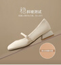 ZHR瑪麗珍鞋女復(fù)古淺口單鞋子女優(yōu)雅甜美粗跟方頭女鞋 CG71 米色 38 曬單實(shí)拍圖
