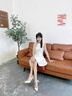Ehangy高檔仙女風(fēng)高跟鞋女2025新款細(xì)跟綢緞氣質(zhì)新娘婚鞋七夕禮物送女友 杏色菲拉[細(xì)跟] 8cm 35 曬單實(shí)拍圖