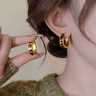 LANSILL美拉德豹紋圈圈耳環(huán)女2026新款高級感輕奢耳釘小眾耳圈秋冬耳飾 E4118美拉德豹紋耳環(huán) 曬單實(shí)拍圖