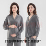歌美姿竹纖維家居月子服孕婦天竹睡衣產(chǎn)后哺乳春夏套裝產(chǎn)前女薄款 鈦灰抽繩款(贈發(fā)帶) L 曬單實(shí)拍圖