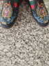 布舍元布鞋中國風(fēng)臉譜刺繡休閑單鞋老北京布鞋男11x-9011xin 黑色 43  曬單實(shí)拍圖