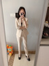 紫魅俏職業(yè)套裝女夏季短袖新款時尚通勤女神范氣質(zhì)美容院西裝套裙工作服 粉色 XL 曬單實拍圖