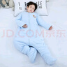 初貝（CHUBEI）大童睡袋嬰兒寶寶小學(xué)生兒童成人春秋冬薄加厚連體睡衣分腿防踢被 中厚有腳套淺藍色 2XL建議身高105-115（120碼） 曬單實(shí)拍圖