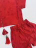 G.DUCKKIDS小黃鴨周歲禮服男寶寶抓周衣服女漢服百日宴百天滿月嬰兒套裝夏季 紅色+香囊 90 建議1~2歲【 80-90cm】cm 曬單實(shí)拍圖