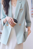 晨芙時(shí)尚西裝套裝女夏季薄款氣質(zhì)休閑小西服外套職業(yè)通勤連衣裙女神范 淺藍色西裝+080白色吊帶裙 M 建議95-105斤 曬單實(shí)拍圖