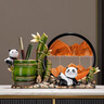 歐梵普（oufanpu）熊貓文創(chuàng)節(jié)節(jié)高升筆筒流沙畫桌面擺件喬遷新居禮物辦公教師節(jié)禮物 節(jié)節(jié)高升筆筒【橙色流沙】禮盒裝 【寓意美好，新中式擺件】 曬單實(shí)拍圖