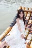 心楠法式掛脖連衣裙女夏季海邊度假風大露背長裙超仙氣質寬松a字裙子 米杏色掛脖連衣裙【M】95-105斤 曬單實拍圖