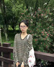 條紋防曬罩衫女夏季薄款2025新款寬松慵懶風(fēng)U領(lǐng)長袖t恤外搭上衣服 條紋 M 曬單實拍圖