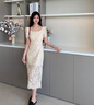 Mandy Zhang白色重工蕾絲連衣裙女夏法式輕奢氣質(zhì)修身訂婚禮服裙子 蛋酒白-短袖款 XS 155/80A/XS 曬單實(shí)拍圖