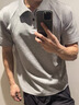 GUYN美式正肩短袖polo衫男款夏季重磅襯衫翻領(lǐng)T恤插肩袖cleanfit半袖 白花灰色【升級(jí)款】 重磅硬挺 XL 曬單實(shí)拍圖