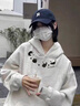 燦圖韓版chic連帽衛(wèi)衣女款春秋季寬松潮流百搭上衣服情侶慵懶休閑外套 白灰色 M 【建議80-100斤】 曬單實(shí)拍圖