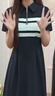 熙世界sllsky美式學(xué)院風(fēng)休閑撞色條紋POLO領(lǐng)連衣裙女短袖2025夏日新款 寶藍(lán)色 L 曬單實(shí)拍圖