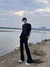 POUM黑色cleanfit牛仔褲男夏季微喇vibe褲子美式高街潮牌顯腿長(zhǎng)彎刀褲 黑色 XL 120-135斤 曬單實(shí)拍圖