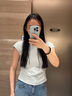 自巧小個(gè)子設計感修身短袖T恤女小眾2025夏季新款顯瘦圓領(lǐng)短上衣 冰清藍 M （4碼） 曬單實(shí)拍圖