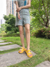 妙麗（Millies）品牌外穿拖鞋女2025夏季新款真皮厚底勃肯鞋女皮帶扣休閑女士拖鞋 黃色 40 曬單實(shí)拍圖