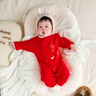 G.DUCKKIDS2025嬰兒連體服滿月寶寶衣服純棉春秋純棉內(nèi)衣紅色嬰兒百天服春秋 紅色雙福魚【有帽襪】 59cm 曬單實(shí)拍圖