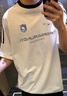 OEMG 美式街頭三條杠短袖t恤男女夏季新款寬松圓領(lǐng)重磅運(yùn)動(dòng)青年體恤衫 白花灰 2XL [建議135-150斤] 曬單實(shí)拍圖