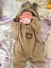 G.DUCKKIDS童裝嬰兒連體衣春秋新生兒衣服寶寶春裝小熊爬爬服外套12幼兒哈衣 咖色 80cm 建議6-9個月14-20斤cm 曬單實(shí)拍圖