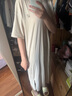 貓人睡裙女士睡衣夏季薄款棉莫代爾短袖長裙大碼家居服米杏色 曬單實拍圖