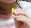老廟黃金吊墜足金玫瑰花項鏈女款掛墜鎖骨鏈套鏈送女友送老婆生日禮物 玫瑰花吊墜金重約1.6g+項鏈+禮盒 曬單實拍圖