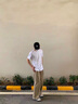 皓頓（HAUT TON）日系寬松垂感闊腿休閑褲男士夏季新款百搭直筒長褲男 沙茶色 L (170) 曬單實拍圖