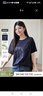MsShe【天絲棉】大碼女裝2025夏裝胖mm高級(jí)感燙鉆閃粉印花短袖T恤 【鴿子印花】藏青藍(lán)色現(xiàn)貨 3XL 曬單實(shí)拍圖