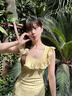 微光里黃色小飛袖碎花連衣裙子女夏季2025新款茶歇法式海邊度假吊帶長(zhǎng)裙 法式碎花荷葉邊長(zhǎng)裙【黃色 S】 曬單實(shí)拍圖
