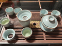 豪祥（HAOXIANG）天青汝窯功夫茶具套裝整套禮盒家用訂制logo陶瓷茶壺蓋碗茶杯茶盤(pán) 天青汝窯《古云》蓋碗6杯10頭 無(wú)規(guī)格 曬單實(shí)拍圖