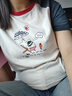 百圖betu女裝2025夏季新款T恤插肩袖撞色趣味純棉短袖上衣女2506T16 米白 S 曬單實(shí)拍圖