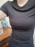 小野和子修身t恤女短袖2025新款夏正肩打底上衣白色緊身遮肉顯瘦a2 【曜石黑】修身顯瘦 久穿如新 M 曬單實拍圖