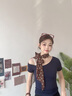 啄木鳥(niǎo)（TUCANO）絲巾女2025新款棕色波點(diǎn)長(cháng)條圍巾博主印花百搭配飾系脖綁發(fā)發(fā)帶咖啡色 曬單實(shí)拍圖