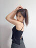 Qbily 吊帶背心女 純欲辣妹美背女設(shè)計感短款后開叉上衣內(nèi)搭外穿吊帶 帶胸墊【黑色】M碼 80-120斤 曬單實拍圖