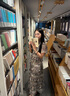 LULUALWAYS我愛露露25夏季新款優(yōu)雅復(fù)古雪紡層疊蛋糕裙設(shè)計(jì)連衣裙長裙禮服女 綠色 M 曬單實(shí)拍圖