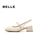 百麗（Belle）氣質(zhì)包頭涼鞋女2025夏季新款商場(chǎng)同款真皮粗高跟涼鞋D8P1DBH5 米白色 35 (225mm) 曬單實(shí)拍圖