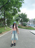 izzue it港風(fēng)復(fù)古破洞牛仔短褲女2025夏季新款高腰直筒寬松闊腿七分褲 曬單實(shí)拍圖