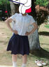 樂卡利 韓系短袖襯衫女jk制服學院風poloT恤學生蕾絲邊夏季收腰顯瘦上衣 韓系短袖襯衫【白】 M （115斤內(nèi)） 曬單實拍圖