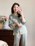 JIOESC高級感冰絲睡衣女夏款薄款家居服2025年新款少女休閑可外穿兩件套 灰藍色 長款 L [建議100-120斤] 曬單實拍圖
