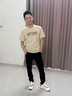 Lee dprre冰絲短袖T恤男士2025新款夏季半袖男款上衣服情侶裝寬松男生男裝 J808杏色 M 曬單實(shí)拍圖