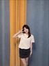 真維斯（Jeanswest）刺繡牛仔短褲女夏季2025年新款卷邊ins高腰顯瘦a字小個(gè)子外穿熱褲 淺藍(lán)色 L 【106-120斤選】 曬單實(shí)拍圖