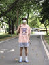 WHIM NASA短袖T恤男女夏季新款韓版潮流情侶圓領(lǐng)休閑青少年百搭寬松體恤衫 晴空粉 L 曬單實(shí)拍圖