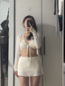 耐浪游泳衣女性感純欲水世界沙灘度假防曬分體吊帶比基尼三件套罩衫 米黃色 M 【95斤以?xún)?，AB罩杯】 曬單實(shí)拍圖