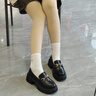 EXULL依思Q女鞋樂福鞋2025新款夏季厚底增高法式單鞋女士休閑百搭黑色小皮鞋 啞光黑 37 曬單實拍圖