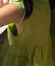 ASK JUNIOR女童裙子夏季兒童純色花朵連衣裙無(wú)袖小清新公主裙 綠色 120 曬單實(shí)拍圖