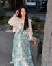 拉夏貝爾（La Chapelle）法式針織鏤空開衫連衣裙套裝女2025春季度假風(fēng)減齡顯瘦長(zhǎng)裙兩件套 藍(lán)色連衣裙兩件套 M 115斤內(nèi) 曬單實(shí)拍圖
